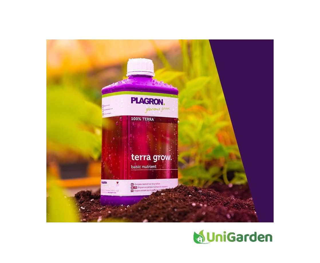 Fles Plagron Terra Grow – vloeibare groeivoeding voor sterke en gezonde planten in de vegetatieve fase.