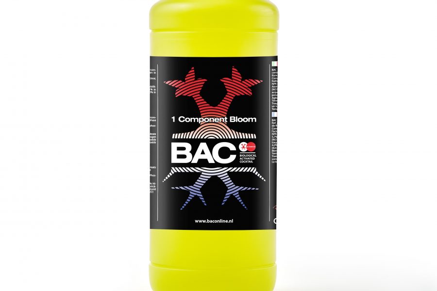 Fles BAC Aarde Bloei 1 Component – één-component bloeivoeding voor aarde, stimuleert topvorming en verhoogt opbrengst