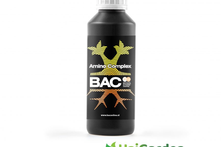 Fles BAC Amino Complex – vloeibare mix van aminozuren voor herstel, groei en weerstand bij planten in alle teeltsystemen