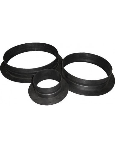 PVC flens voor ventilatie, ronde buisaansluiting met vlakke montageplaat.