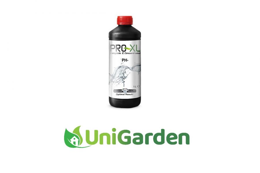 Fles Pro-XL pH- – vloeibaar product voor het nauwkeurig verlagen van pH-waarde in voedingsoplossingen.