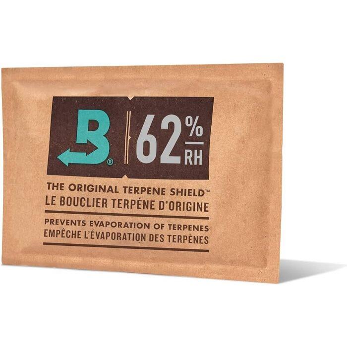 “Boveda Humidity Pack 62% RH 8g – vochtregulerend zakje voor kruiden en tabak” “Boveda 62% 320g – grote luchtvochtigheidsregelaar voor voorraadcontainers of humidors”