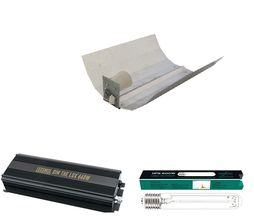 Luxumol dimbare kweekset 600Watt met hamerslagkap