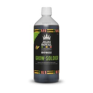 Fles BioBizz Grow·Soldier – biologische plantenversterker in bruine fles met groene etikettering