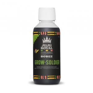 Fles BioBizz Grow·Soldier – biologische plantenversterker in bruine fles met groene etikettering